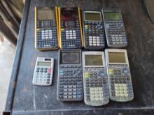 (8) TI-nspire CX, TI-82 Texas Instruments, TI-83 Plus Texas Instruments and Staples Calculators
