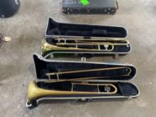(2) Trombones w/ Carry Cases