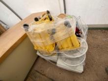 (3) Rubbermaid Mop Buckets, (1) Oster Toaster, Group of Plastic Storage Trays, Misc. Items