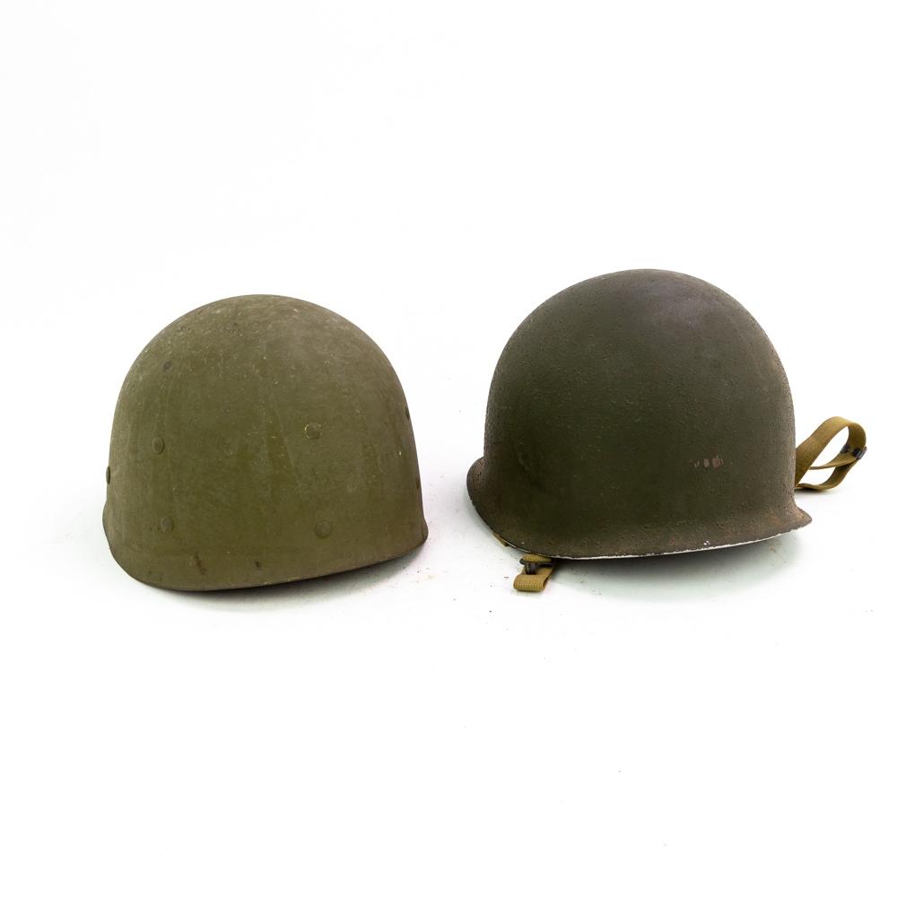 WWII US M1 Helmet-Fixed Bale,Front Seam,Steel Rim