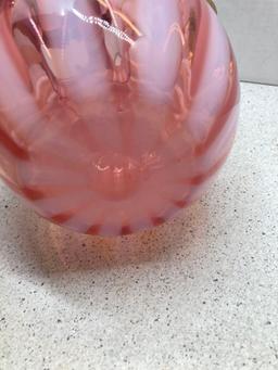 Rare phoenix art glass cranberry opalescent striped pitcher