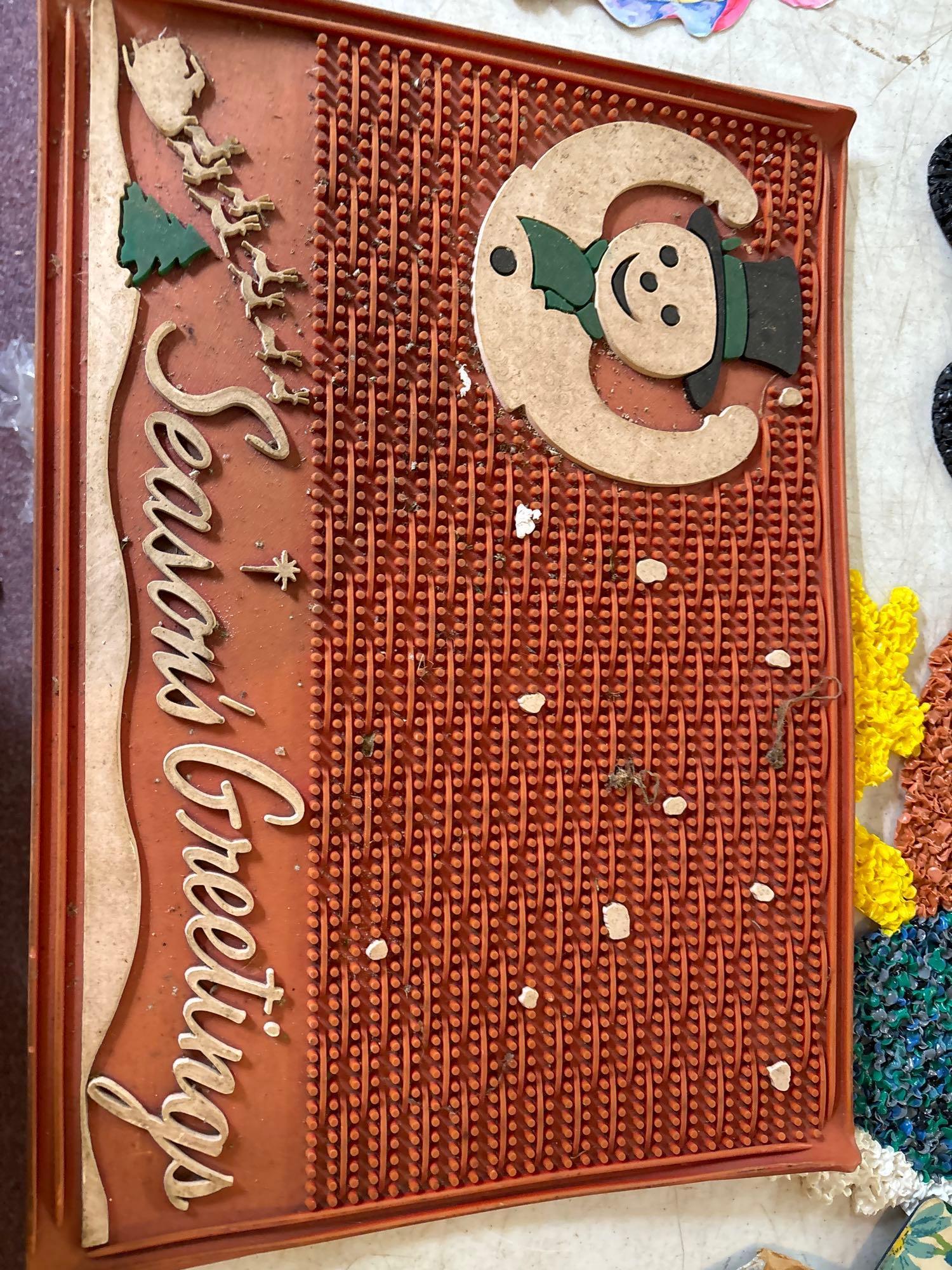 vintage Christmas doormat holiday popcorn art placemats