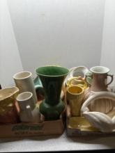 large lot of pottery planters