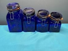 vintage Peace Plenty cobalt blue canister set made in Italy