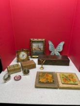 Florentine boxes, vintage clock, some pictures and more