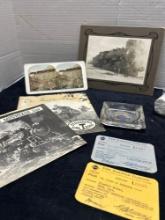 Railroad collectibles ashtray pictures record Erie passes