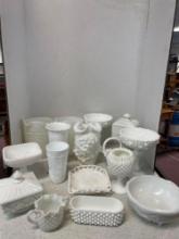 Large milk, glass lot, including two pitchers