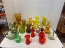 multiple color crackle glass colonial glass cups and pitchers and more. Fenton