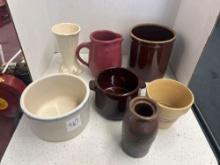 hand decorated pottery and other pottery pots vases, West Bend. lined pottery