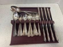 George Butler silverware set service for eight with servers