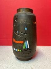 20s Egyptian style pottery vase glazing on the inside