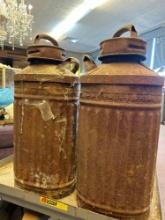 two vintage Ohio milk cans