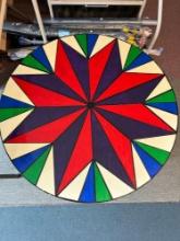 42 inch round handpainted table Amish barn style