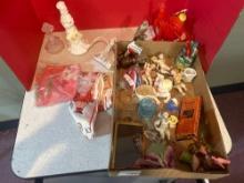 angel figures, glass and ceramic items, picture frame, toys, etc.