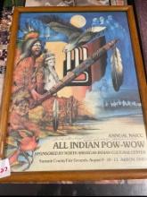 All Indian powwow, Akron, Ohio signed dated framed poster