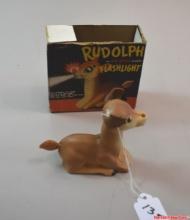 1939 Vintage Rudolph The Red Nosed Reindeer Toy Flashlight With Box Made By E.J. Kahn & Co Chicago,