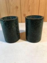 2 Round Marble Canisters
