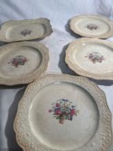 Vintage CCPT Com. Ceramic Platter , 4 Dinner Plates