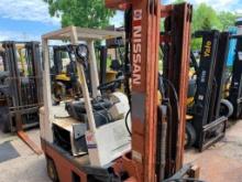 Nissan 3,000 LB. Capacity Forklift, Model CPH01A15V, S/N CPH01-905401, LPG, 3-Stage Mast, 187" Max.