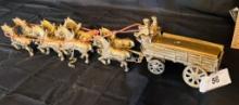 Vintage Solid Brass Horse Cart Carriage Beer Wagon