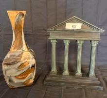 Greek Colum's & Multicolored Vase