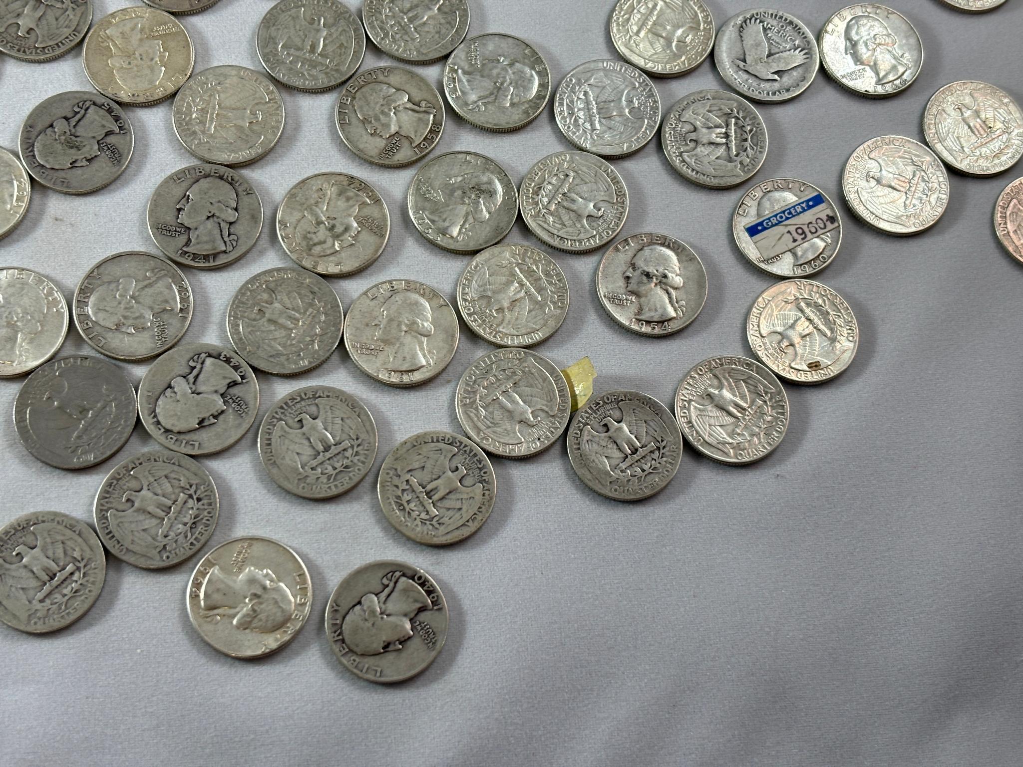 Huge Lot of 348 Silver US Quarter Coins