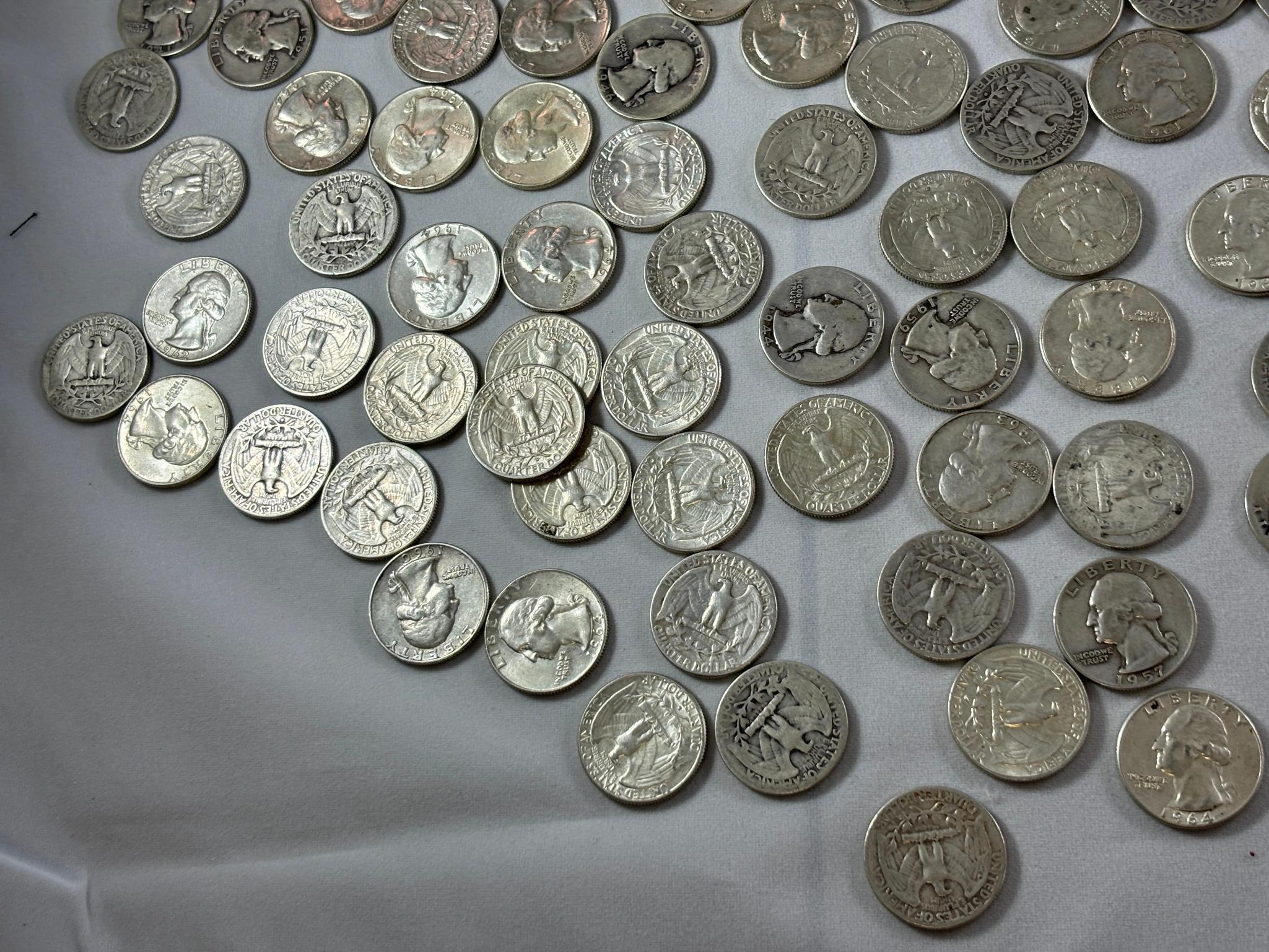 Huge Lot of 348 Silver US Quarter Coins