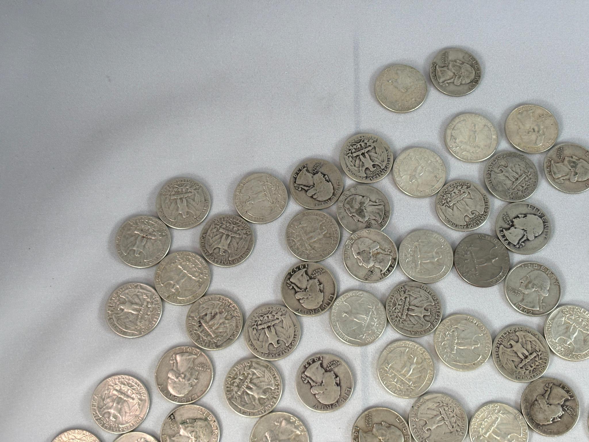 Huge Lot of 348 Silver US Quarter Coins