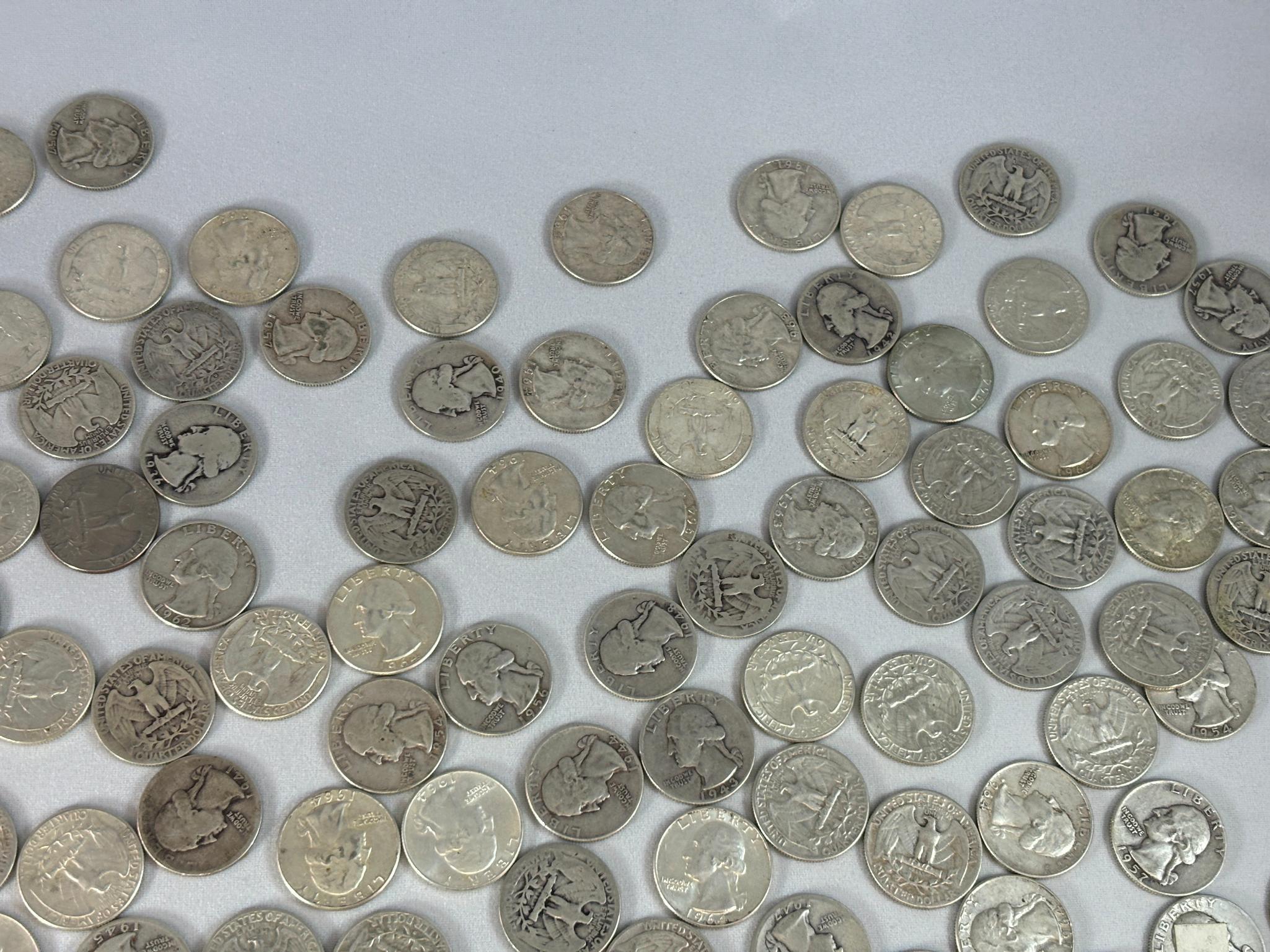 Huge Lot of 348 Silver US Quarter Coins