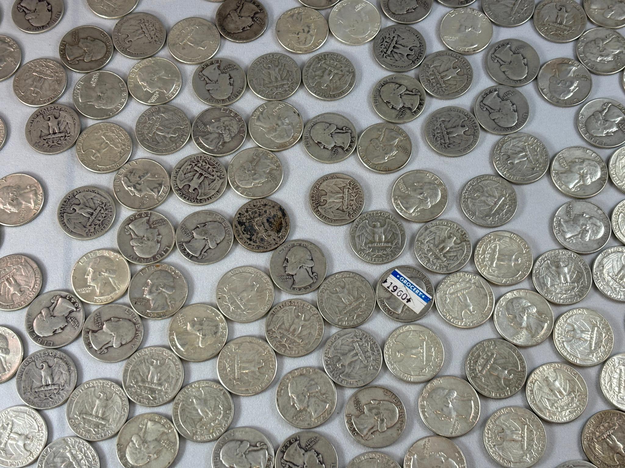 Huge Lot of 348 Silver US Quarter Coins