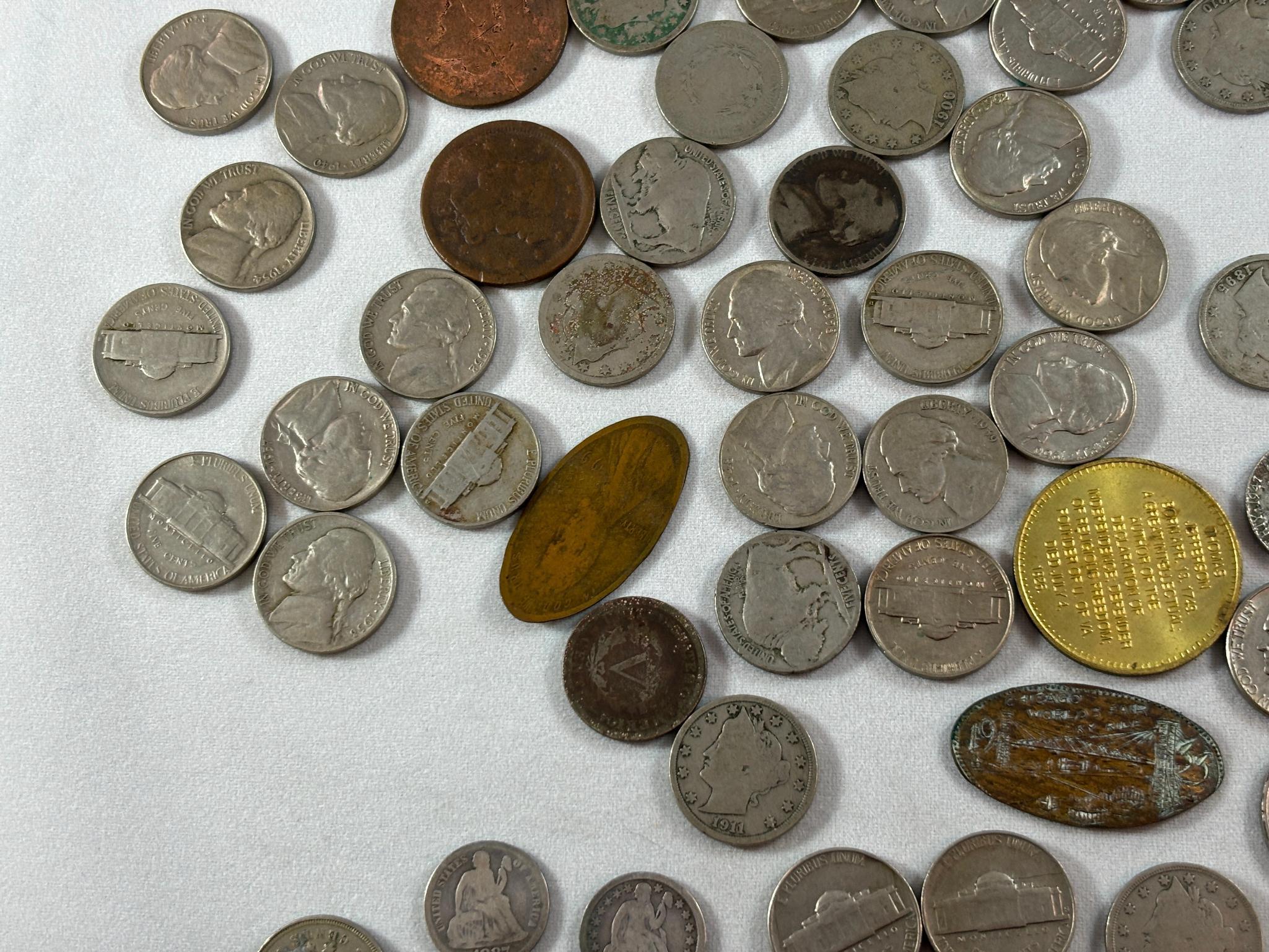 Group Lot of US Coins including 19th c. Dimes, Nickels, Cents