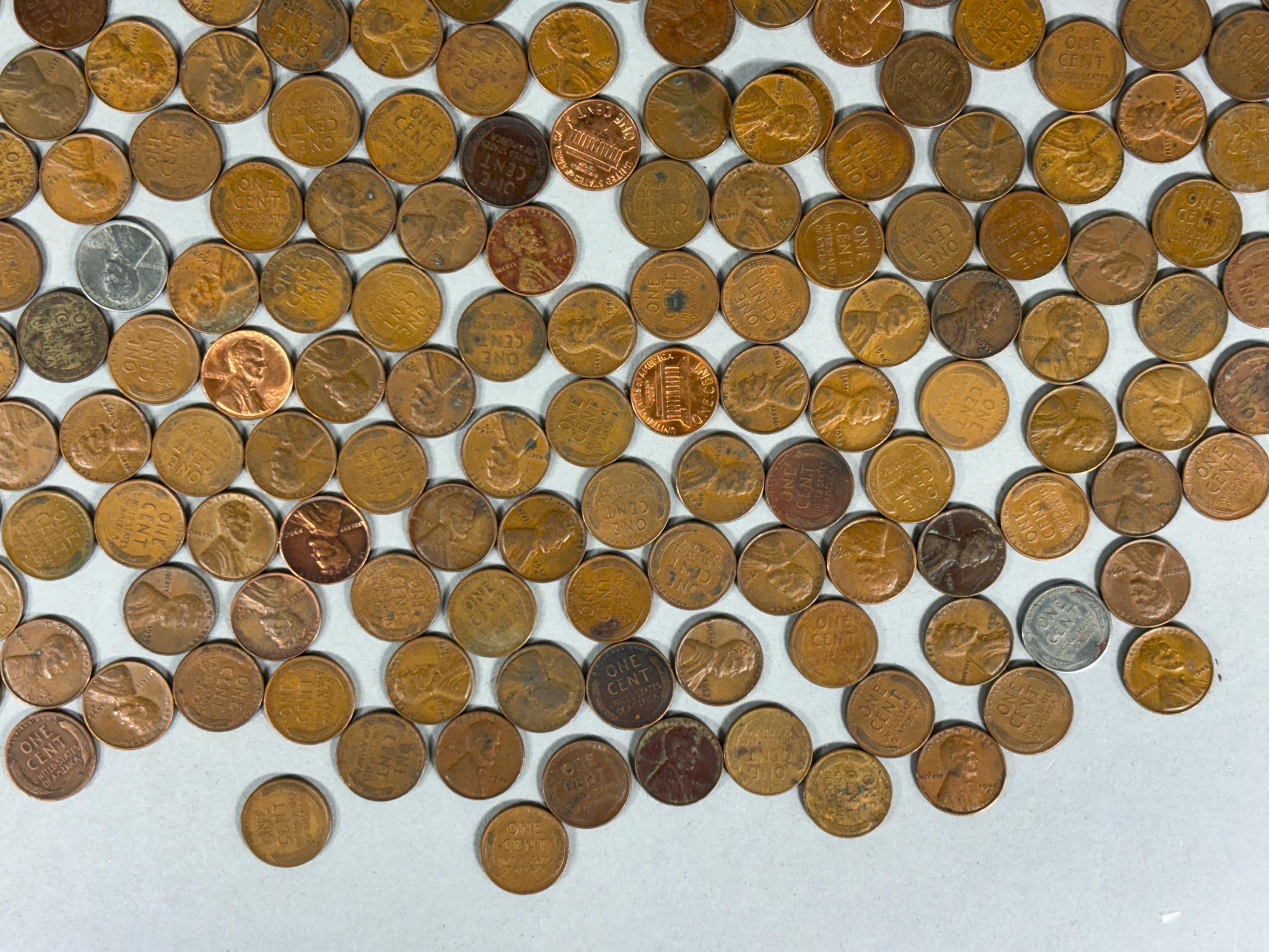 Large Lot of Old Pennies Many Wheat