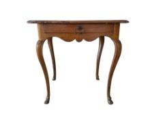 18th c. Louis XV Style Table with Drawer, Slipper Feet
