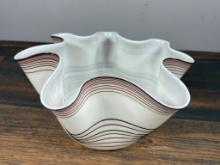 Pinch Art Glass Bowl Unsigned