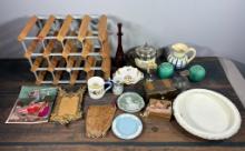 Farrow and Jackson Wine Rack and Various Vintage Items Wedgewood, Glass Vase, Pottery, Porcelain