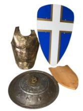 Group Lot of Costume-Like Medieval Chest Protectors and Shields