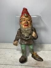 Antique Cast Iron Garden Gnome Doorstop Maybe Hubley Unsigned - AS IS