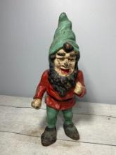 Antique Cast Iron Garden Gnome Doorstop Maybe Hubley Unsigned