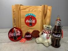 Kurt S. Adler Inc. Polonaise Collection, Handcrafted by Komozja Blown Glass Coca Cola Set