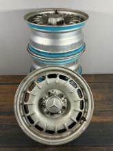 Set of Vintage Mercedes-Benz Wheels Rims w/Center Caps 14" x 6.5 mm