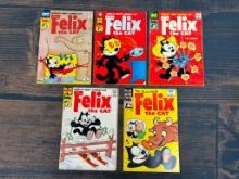 A Group of Five Harvey Comics Felix the Cat Comic Books