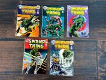 A Group of Five DC Comics Swamp Thing 20 cents, 25 cents