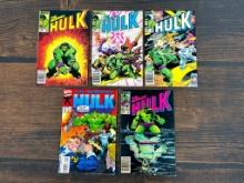 A Group of Five Marvel Comics The Incredible Hulk