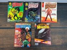 A Group of Five Comic Book Magazines Doc Savage, Monsters and More