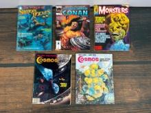 A Group of Five Comic Books Magazines Sherlock Holmes, Conan and Cosmos