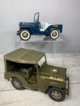 Two Vintage Tonka Military Jeeps