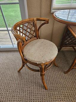 Rattan Settee with Glass Top