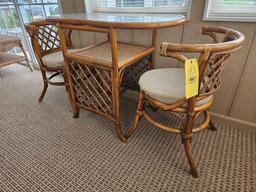 Rattan Settee with Glass Top