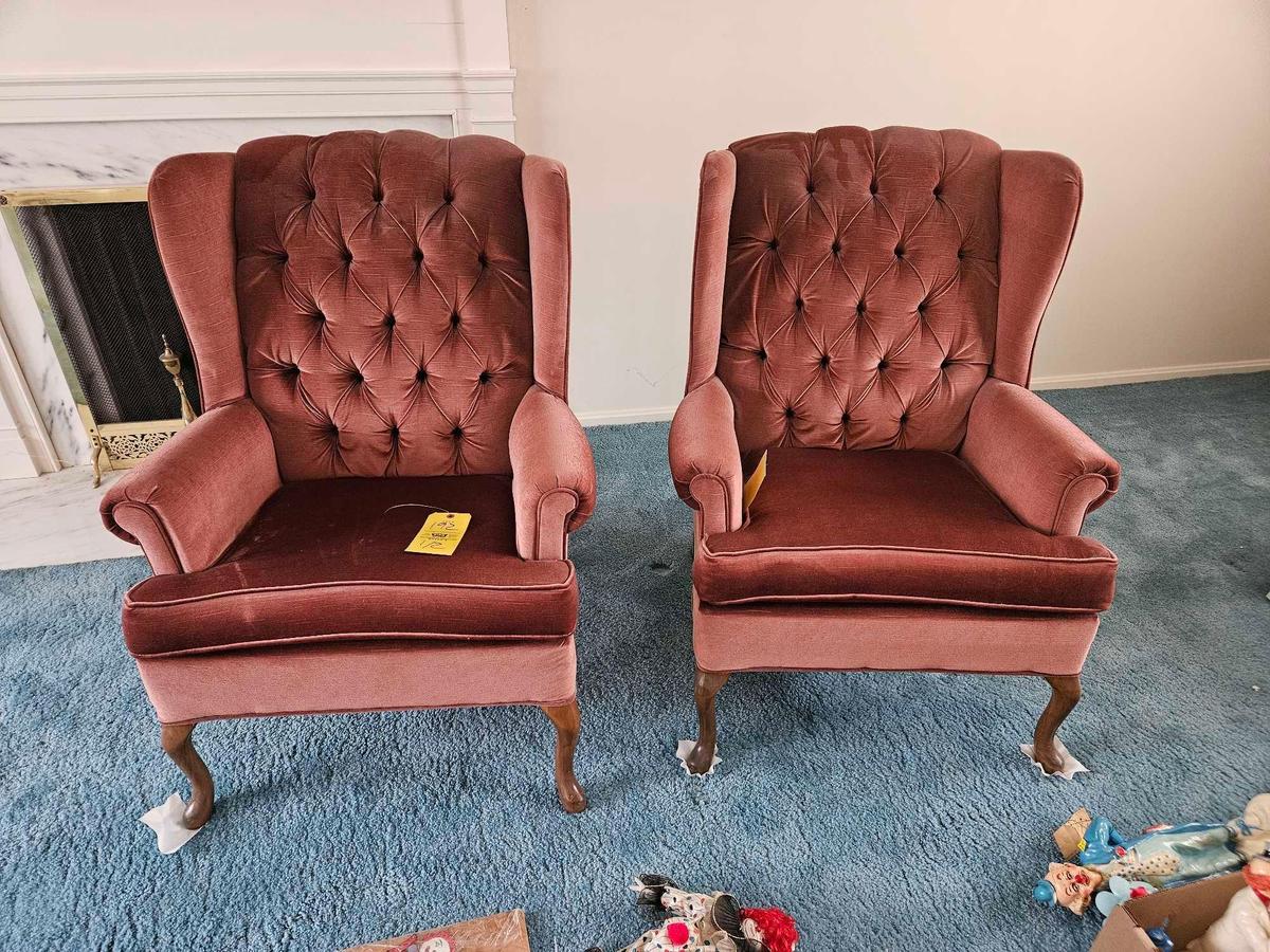 Pair of Wing Back Upholstered Chairs