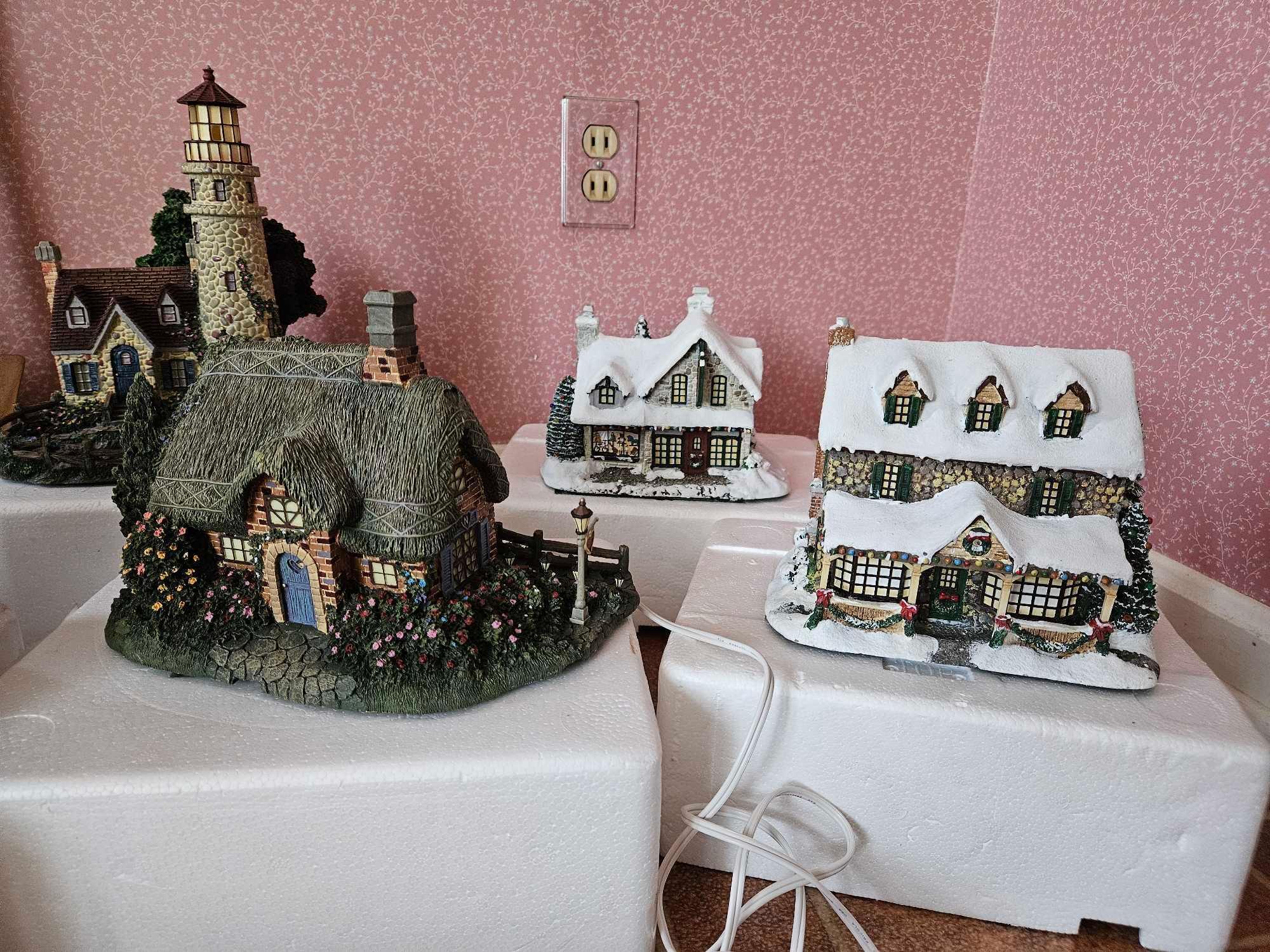 Assortment of Christmas Items and Village